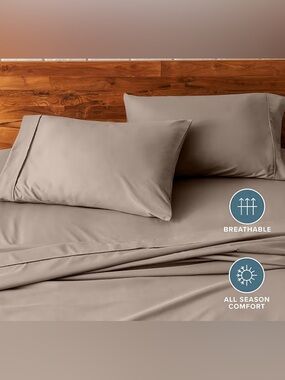 Bare Home Microfiber Pillow Cases King Size Set of 2 Hydro Brushed Taupe